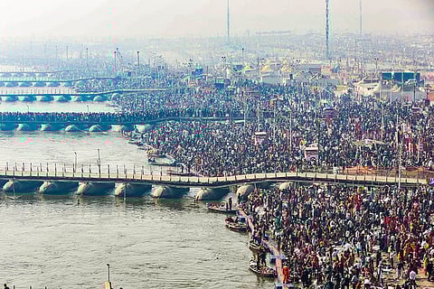 Devotees gather in Sangam