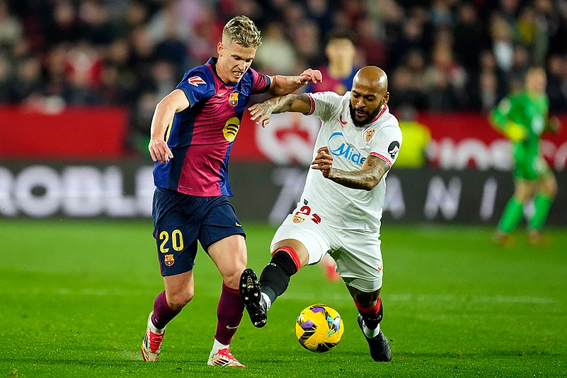 Spain Soccer La Liga match Sevilla vs FC Barcelona: Marcao