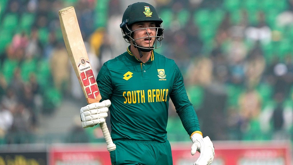AP/K.M. Chaudary : South Africa’s Matthew Breetzke acknowledges the crowd as he walks off the field after his dismissal.