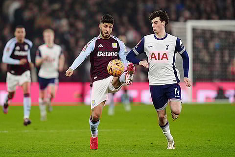 FA Cup Fourth Round: Aston Villa's Marco Asensio, left, and Tottenham Hotspur's Archie Gray battle for the ball