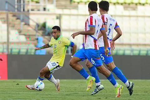 CONMEBOL U20 Championship: Brazil's Pedro Silva, left, controls the ball 