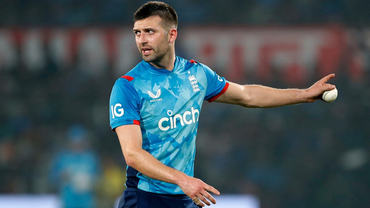 Mark Wood of the England in action against India