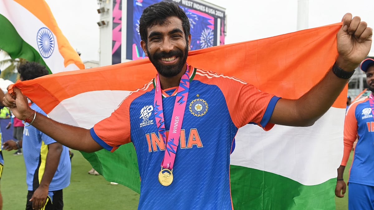 Jasprit Bumrah celebrates after winning T20 World Cup - null
