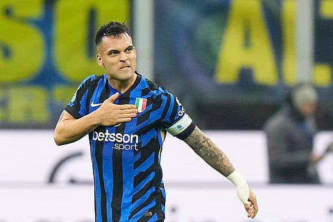 Serie A: Inter Milan's Lautaro Martinez celebrate a goal