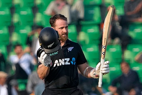 Pakistan Tri-Series Cricket Match 2, NZ Vs SA: New Zealand's Kane Williamson celebrates after scoring century