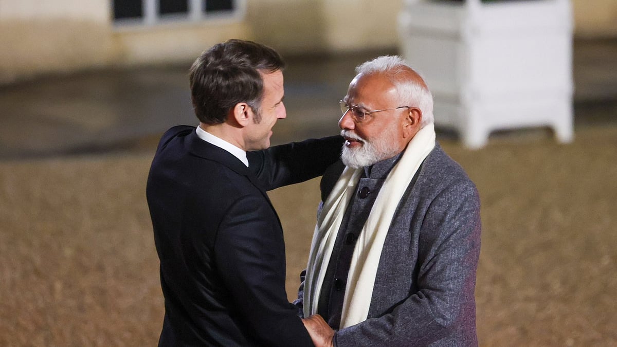 | Photo: Narendra Modi on X.  : Modi Meets 'Friend' Macron in Paris