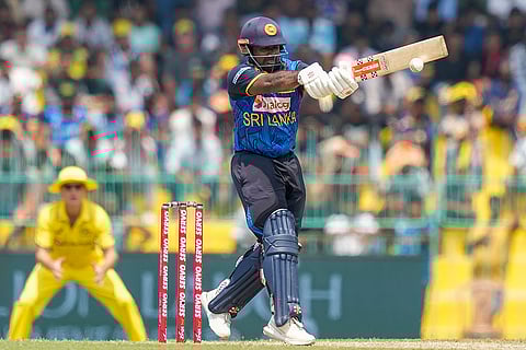 SL vs AUS 1st ODI: Sri Lanka's Captain Charith Asalanka plays a shot