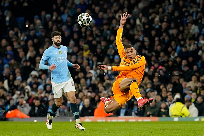 Britain Soccer Champions League playoff first leg Manchester City vs Real Madrid: Kylian Mbappe