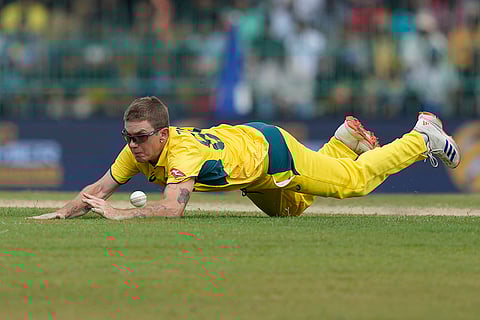 SL vs AUS 1st ODI: Australia's Adam Zampa fields a ball