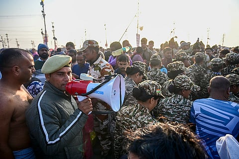 Maha Kumbh 2025, Maghi Purnima Snan: Security personnel make announcements