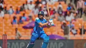 AP Photo/ Ajit Solanki : India's Shubman Gill plays a shot during the third one-day international cricket match between India and England in Ahmedabad.