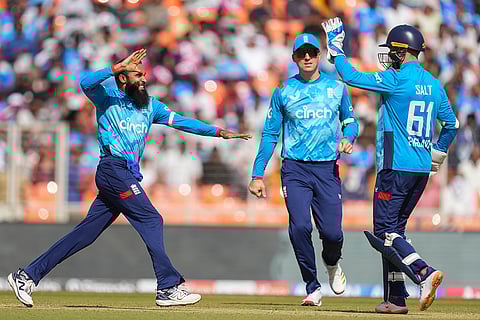 IND vs ENG 3rd ODI: England's Adil Rashid celebrates the wicket of India's Virat Kohli