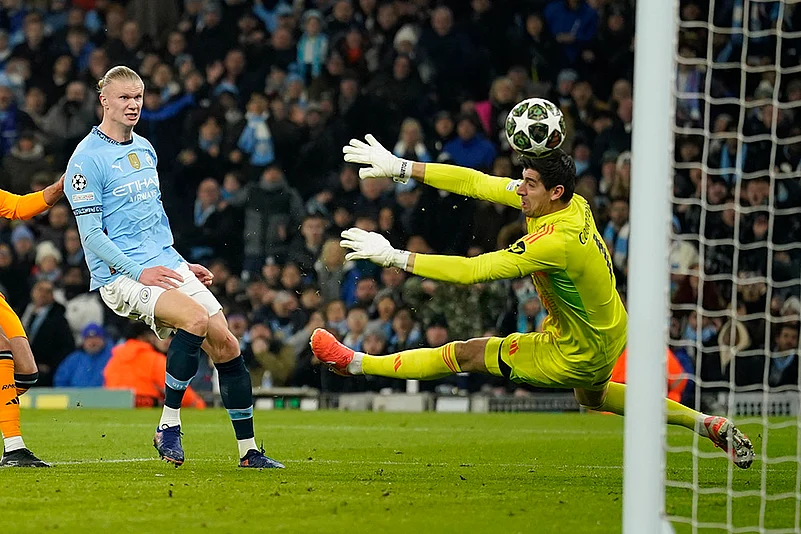 Britain Soccer Champions League playoff first leg Manchester City vs Real Madrid: Erling Haaland