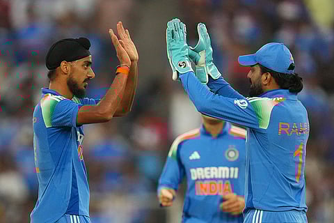 IND vs ENG 3rd ODI: India's Arshdeep Singh celebrates the wicket of England's Phil Salt 