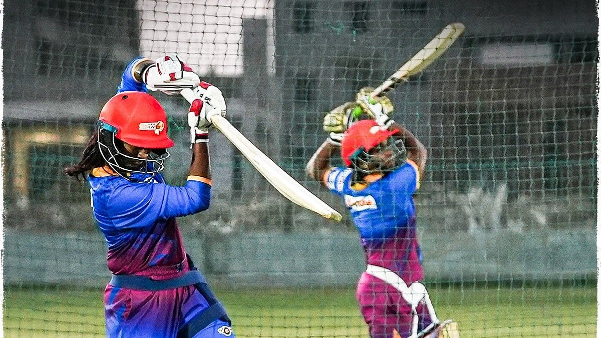 Photo: X | Gujarat Giants : Gujarat Giants batter during a practice session before the start of the WPL 2025.