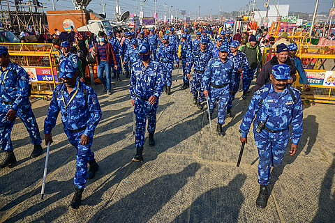 Maha Kumbh 2025, Maghi Purnima Snan: RAF personnel patrol the area