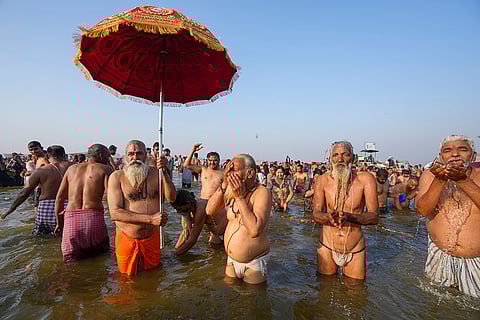 Maha Kumbh 2025, Maghi Purnima Snan: Sadhus perform rituals while taking a holy dip