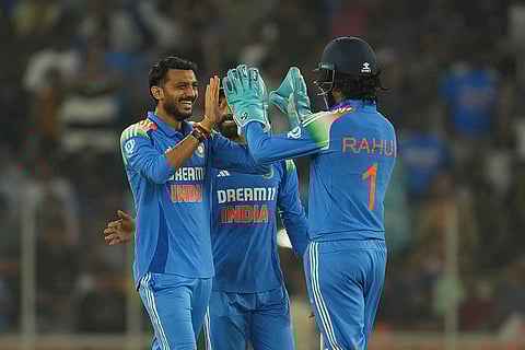 IND vs ENG 3rd ODI: India's Axar Patel celebrates the wicket of England's Joe Root