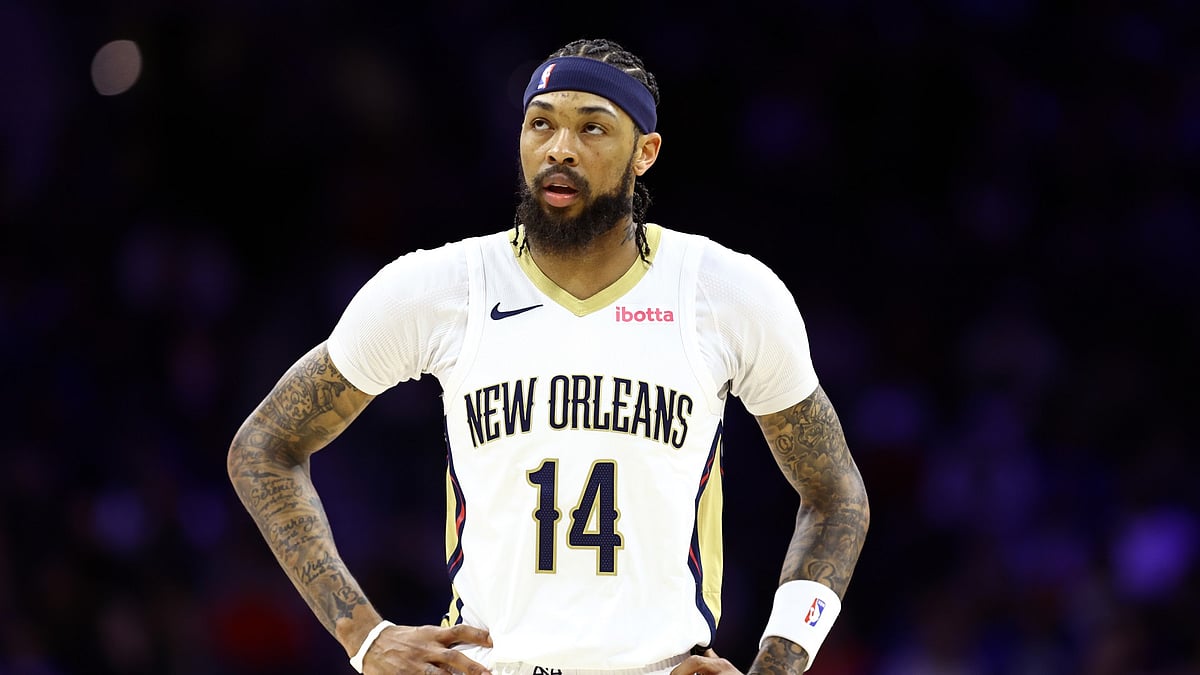 Brandon Ingram #14 of the New Orleans Pelicans looks on during the first quarter against the Philadelphia 76ers at the Wells Fargo Center on March 08, 2024 in Philadelphia, Pennsylvania.