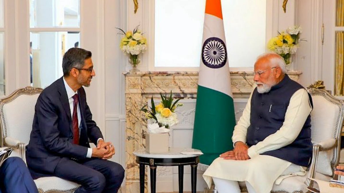 | PTI : Sundar Pichai Meets PM Modi at Paris CEO Forum: 'Discussed India's Digital Transformation'