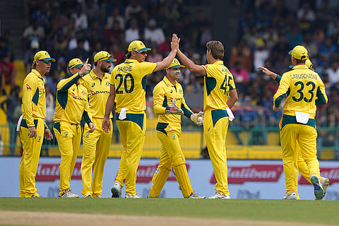 SL vs AUS 1st ODI: Australia's Spencer Johnson celebrates the wicket of Sri Lanka's Pathum Nissanka