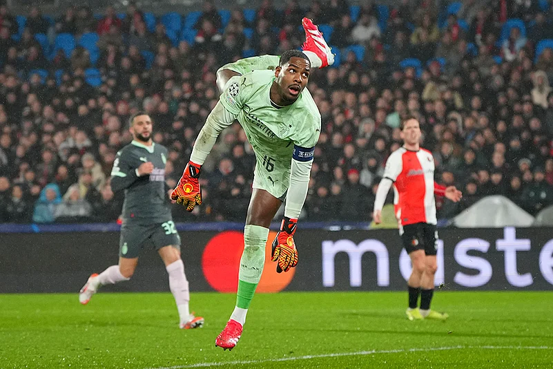 Netherlands Soccer Champions League playoff first leg Feyenoord vs AC Milan: Mike Maignan