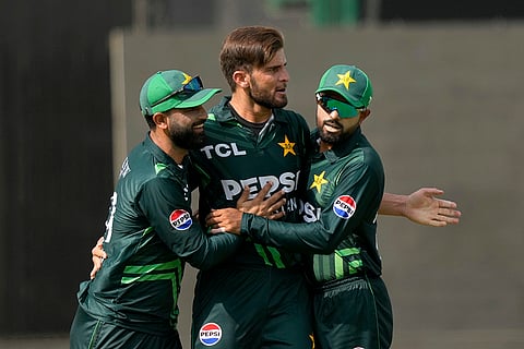 PAK vs SA ODI Cricket: Pakistan's Shaheen Shah Afridi celebrates with teammates after taking the wicket of South Africa's Tony de Zorzi