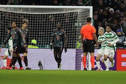 Champions League playoff first leg: Celtic's Daizen Maeda celebrates after scoring his side's opening goal