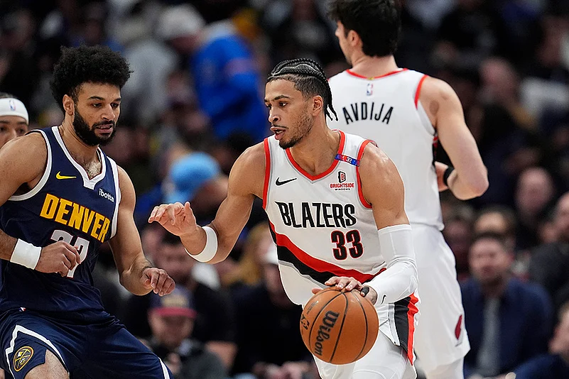 NBA basketball game 2024-25 Denver Nuggets vs Portland Trail Blazers: Toumani Camara
