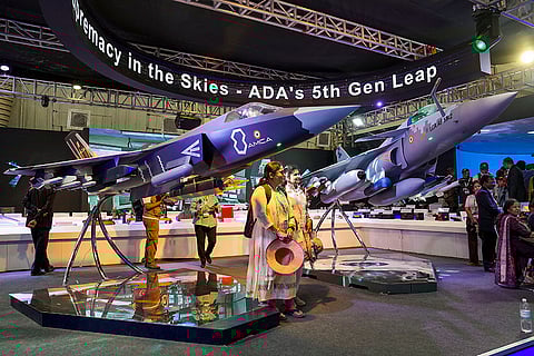 Aero India 2025: model of the Advanced Medium Combat Aircraft (AMCA)