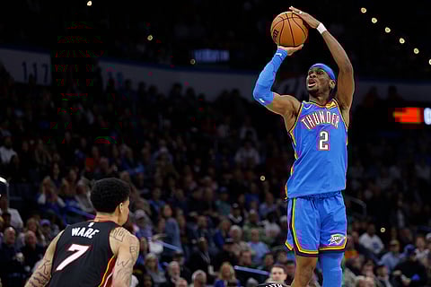 NBA 2024-25: Thunder guard Shai Gilgeous-Alexander (2) looks to shoot