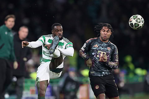 Champions League playoff first leg: Bayern's Serge Gnabry and Celtic's Jeffrey Schlupp challenge for the ball