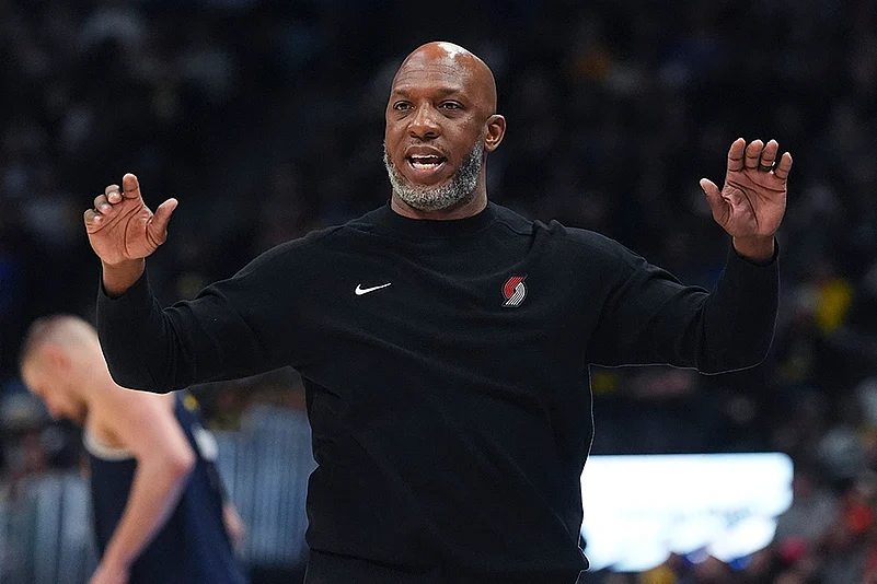 NBA basketball game 2024-25 Denver Nuggets vs Portland Trail Blazers: Chauncey Billups