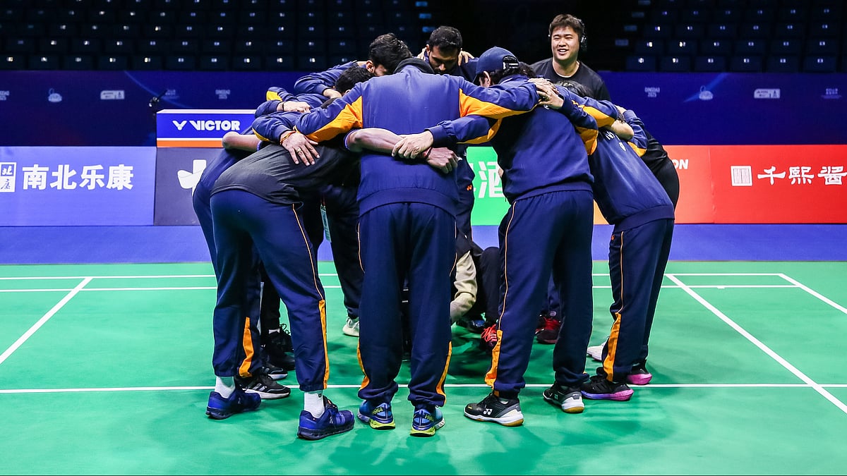 Photo: Badminton Asia : The Indian badminton team ahead of their Asia Mixed Team quarter-final against Japan.