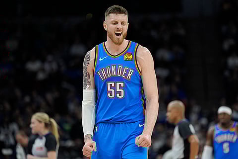 NBA 2024-25: Thunder center Isaiah Hartenstein (55) yells