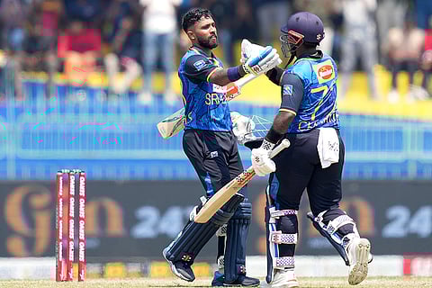 SL vs AUS 2nd ODI: Sri Lanka's Kusal Mendis celebrates his century with Captain Charith Asalanka