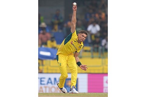 SL vs AUS 2nd ODI: Australia's Aaron Hardie bowls a delivery