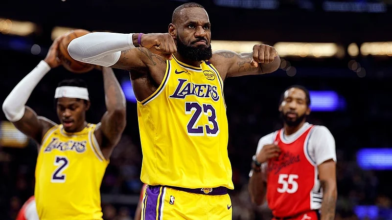 NBA basketball game Los Angeles Lakers vs Los Angeles Clippers: LeBron James