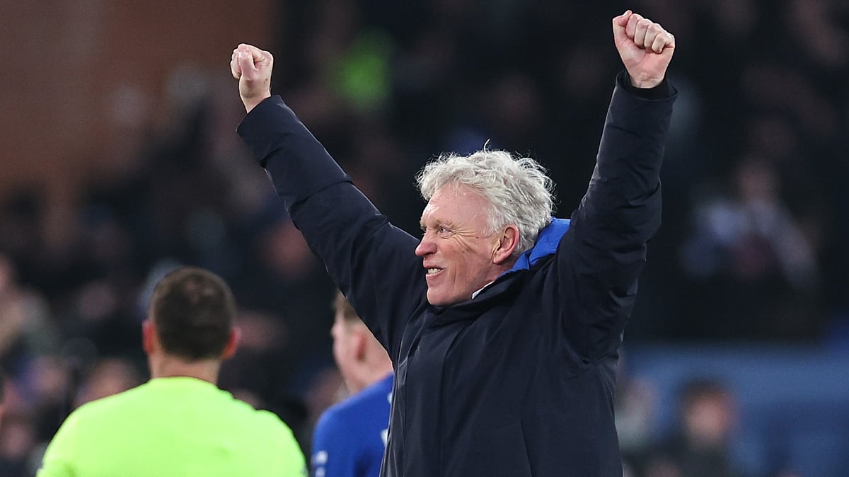 David Moyes celebrates Everton's last-gasp draw