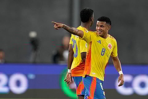 U-20 South American Championship: Colombia's Royner Benitez celebrates scoring his side's third goal
