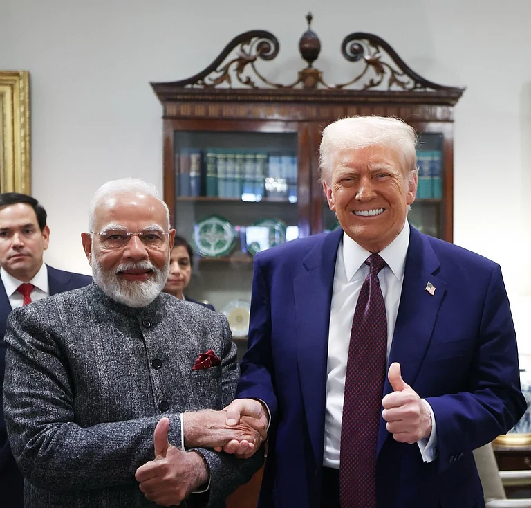 PM Narendra Modi with President Donald Trump at the White House.  - Narendra Modi/X
