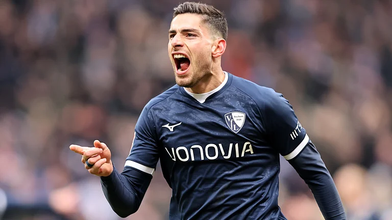 Giorgos Masouras of Bochum celebrates scoring - null