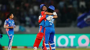 X/WPL : Delhi Capitals celebrate their win over Mumbai Indians in WPL 2025