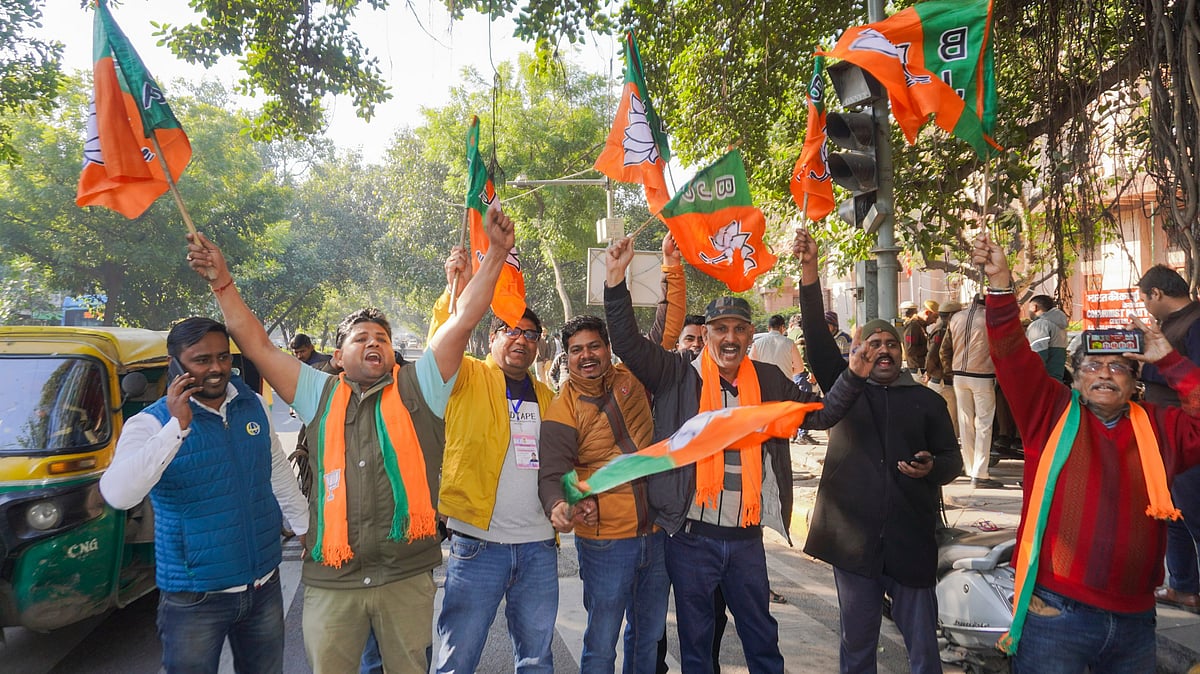 | Photo: PTI : BJP celebrations after delhi election results 2025 