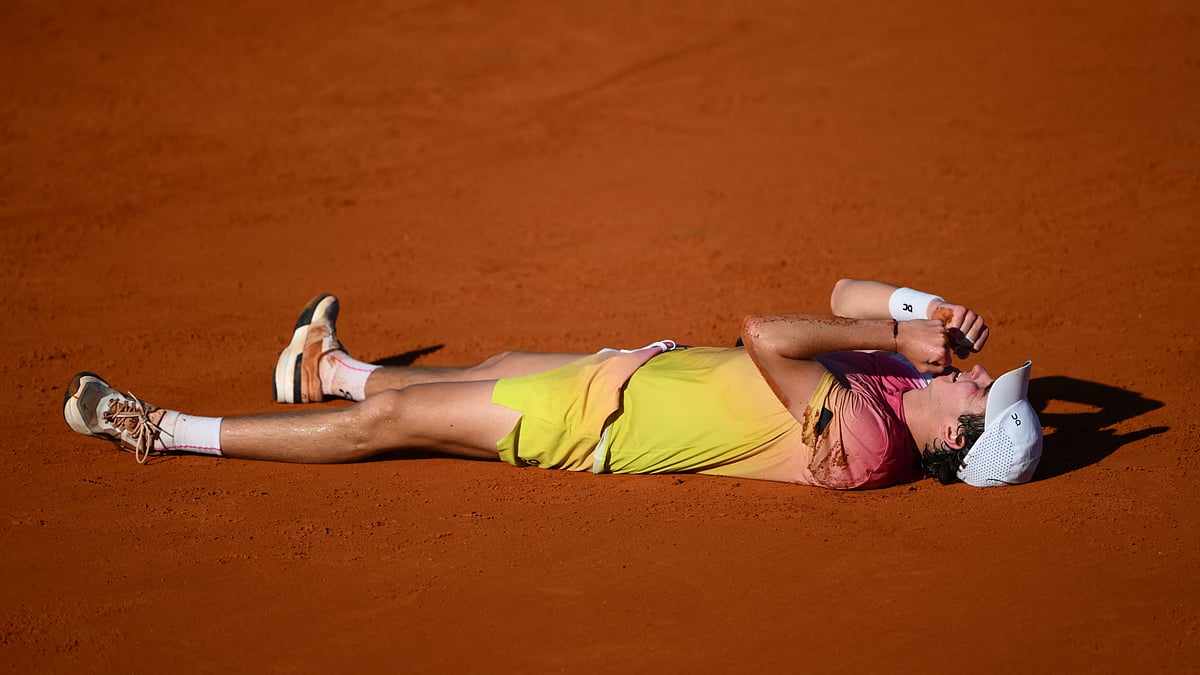 Joao Fonseca celebrates at the Argentina Open on Sunday