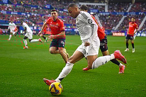 La Liga  2024-25: Real Madrid's Kylian Mbappe prepares to shoot