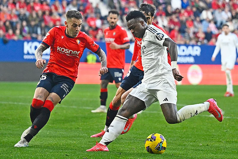 Spanish Soccer La Liga 2024-25 Osasuna vs Real Madrid: Vinicius Junior