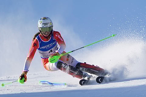 Austria Ski Worlds: Camille Rast competes in a women's slalom