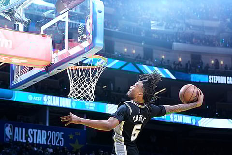 Slam Dunk Contest: San Antonio Spurs guard Stephon Castle dunks