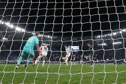 Serie A 2024-25: Lazio's Adam Marusic, center, scores an own goal